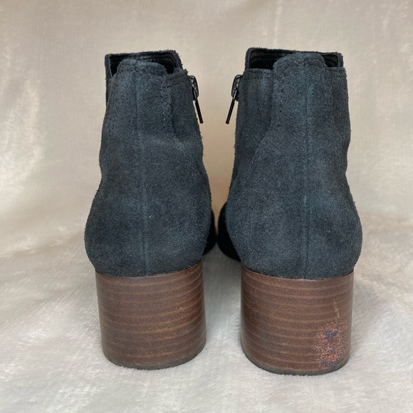 Lucky Brand Suede Leather Chunky Block Heel Zip Up Ankle Boots - Picture 6 of 10